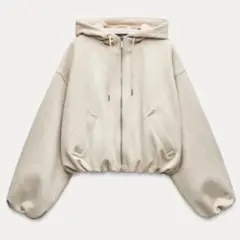 ZARA アウター スエード クロップドパーカー バルーン裾