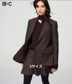 UNIQLO:C ツイードテーラードジャケット　S 新品タグ付き　ブラウン