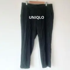 UNIQLO/ツイード アンクル パンツ/ウエスト後ろゴム/ストライプ/ b2