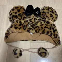 ミニー　ヒョウ柄　ファンキャップ