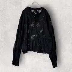 SHEIN DAZY/シーインデイジー　レースブラウス　リボンタイ　トップス　L