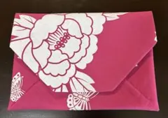 数奇屋袋型の布ポーチ　［伊勢ヶ濱部屋の反物使用］
