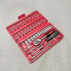 工具 46点 ソケットレンチ 工具セット DIY メンテナンス レッド