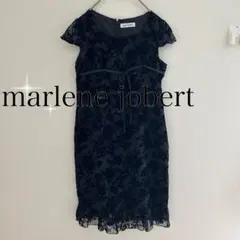 marlene jobert 花柄フロッキーふんわり袖ひざ丈ワンピース（L）黒のサムネイル