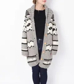 美品　SHIPS シップス  ショールカラー　ロング　カーディガン　グレー