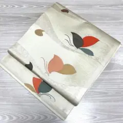 O-583 名古屋帯 名古屋仕立て 蝶々 九寸 正絹 着物