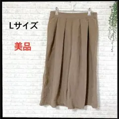 (C-323) 七分袖 ガウチョパンツ ワイドパンツ ブラウン 薄手 Lサイズ