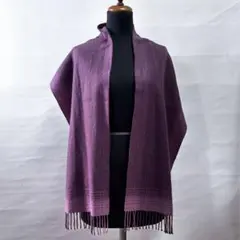 COMME CA MEN カシミヤ100%マフラー フリンジ パープル メンズ