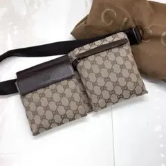 GUCCI ウエストポーチ GG柄 GGスプリーム PVC×レザー シルバー金具
