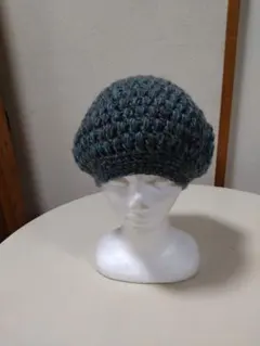ベレー帽　ハンドメイド　ダークグレー
