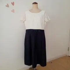 フォーマル　ドッキング　ワンピース　レース　半袖　15号