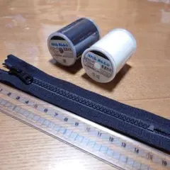 スパンミシン糸 生成 黒 セット 60番 普通地用 ミシン糸 ファスナー おまけ