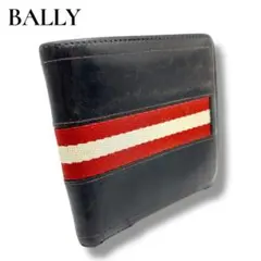 お手頃価格✨BALLY 二つ折り財布 レザー ストライプ 赤 白