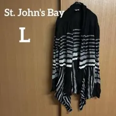 St. John's Bay【L】白黒 グレー カーディガン ストライプ 秋冬のサムネイル