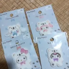 セリア サンリオ パイルワッペン ふわふわスノー 4種