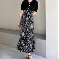 リゼクシー　RESEXXY パフスリーブマーメイドワンピース　フリー　黒