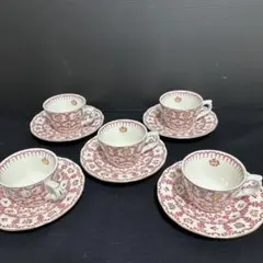 ビンテージ NIKKO ニッコーダブルフェニックス　花柄カップ＆ソーサー5客組