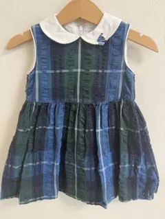 【お値下げ】familiar ファミリア　チェック　襟付きワンピース　80