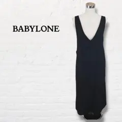 バビロン☆深Vネックロングワンピース ジャンパースカート Iライン【38】黒のサムネイル