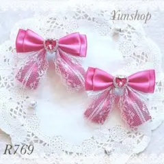 リボン ヘアクリップ ピンク ハート 量産型 地雷 ロリータ ゴスロリ 姫系 白