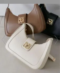 【180°C美人見え】VISハンドルリボンワンショルダーバッグホワイト(キナリ)