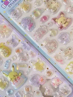 【韓国限定正規品】ポケピースキャンディボンボン 3Dシール2枚セットポケモン２種