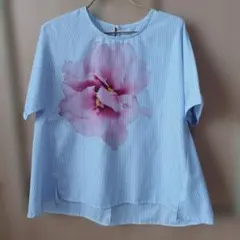 Otto Collection ストライプ 花柄 半袖ブラウスのサムネイル