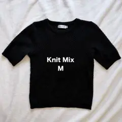 Knit Mix ブラック 半袖ニット Mサイズ カジュアルトップス レディースのサムネイル