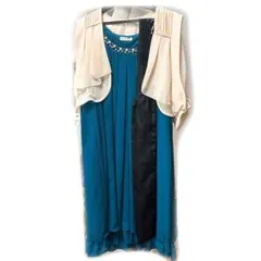 【アクシーズ axes】パーティードレス ブルーグリーン ボレロ 3点セット