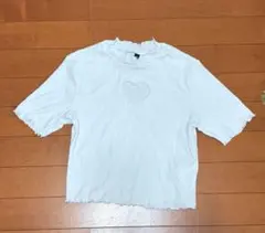 H&M DIVIDED ハート刺繍 リブTシャツ 白のサムネイル