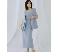 定価より半額以下【新品】アニュアンス、ダブルフロントジレワンピース