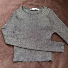 ZARA リブニット 長袖 トップス Sサイズ グレー系