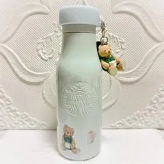 スタバ　ジェラピケ　ベアチャーム付きステンレスボトル　ミントグリーン　473ml
