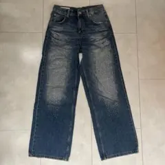 ZARA ラインストーン付きストレートデニム