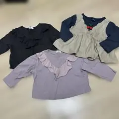 ペアマノン　90 フリル　Tシャツ　ピンク　ロンT フレア　トップス　秋冬