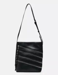 【新品/未使用】 ZARA ブラック ショルダーバッグ　ジッパーバケット