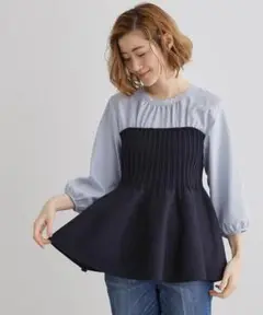 T499新品grove ニットビスチェドッキングシャツS