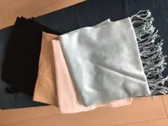 カシミヤ シルク ストール(黒)(ブラック)