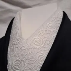 レース半襟　バラ柄　 半衿　綿ケミカルレース　生地　仕付けしやすい芯付き