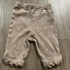 ベージュ ドット柄 リブ編みパンツ 90㎝
