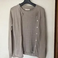 ベージュ ニット アンサンブル 長袖