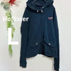 美品✨Hollister ホリスター ネイビー フード付きパーカー L 男女兼用