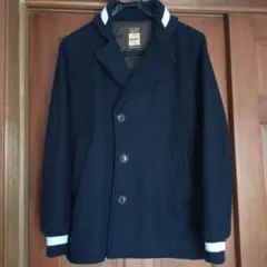 クリスマス特価　ウールピーコート ネイビー 3つボタン
