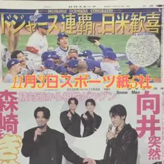 匿名配送！送料込み！ 11月3日 朝刊　 スポーツ紙全5社