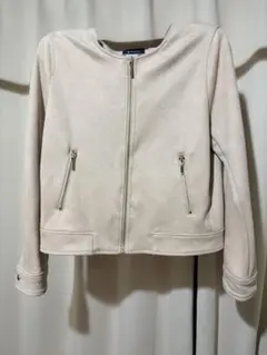 ノーカラージャケット ライトベージュ