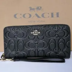 COACH レディース 財布 ロング ジップ シグネチャー CCL35 ブラック