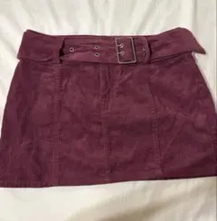 【H&M】ベルト付き コーデュロイ ミニスカート ボルドー