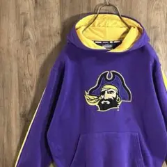 ヴィンテージ　パーカー　NCAA ビッグロゴ　カレッジ　刺繍　古着　紫　IW18