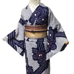 ☆605mk49☆有松鳴海絞り 浴衣 ジュニアにも 蜘蛛絞り 絞り染 木綿☆美 