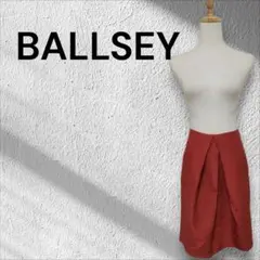 【美品】BALLSEY ボールジィ シルク混 タック入りスカート 赤 36 S